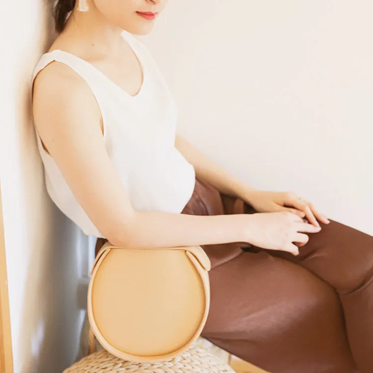 Leather Womens Circle Handbags Small Leather Crossbody Bags Purse