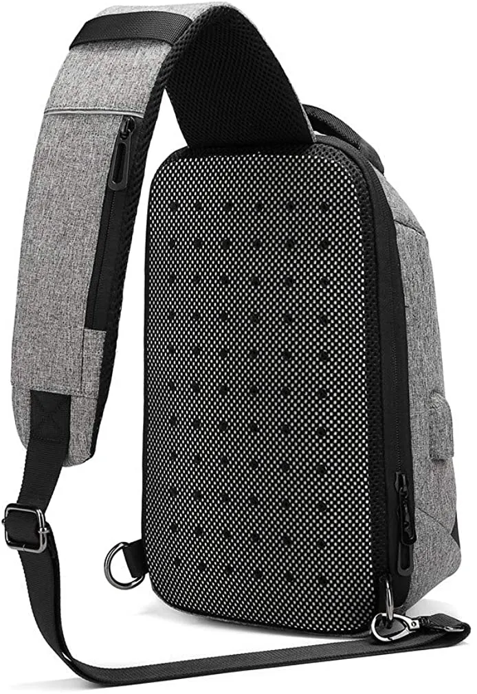 Men's Grey Water Repellent Cross Body Chest Bag