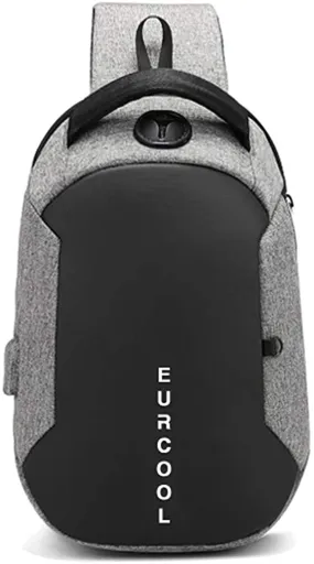 Men's Grey Water Repellent Cross Body Chest Bag