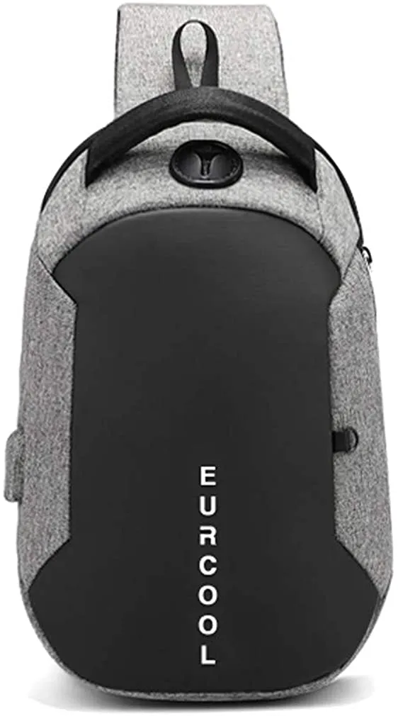 Men's Grey Water Repellent Cross Body Chest Bag