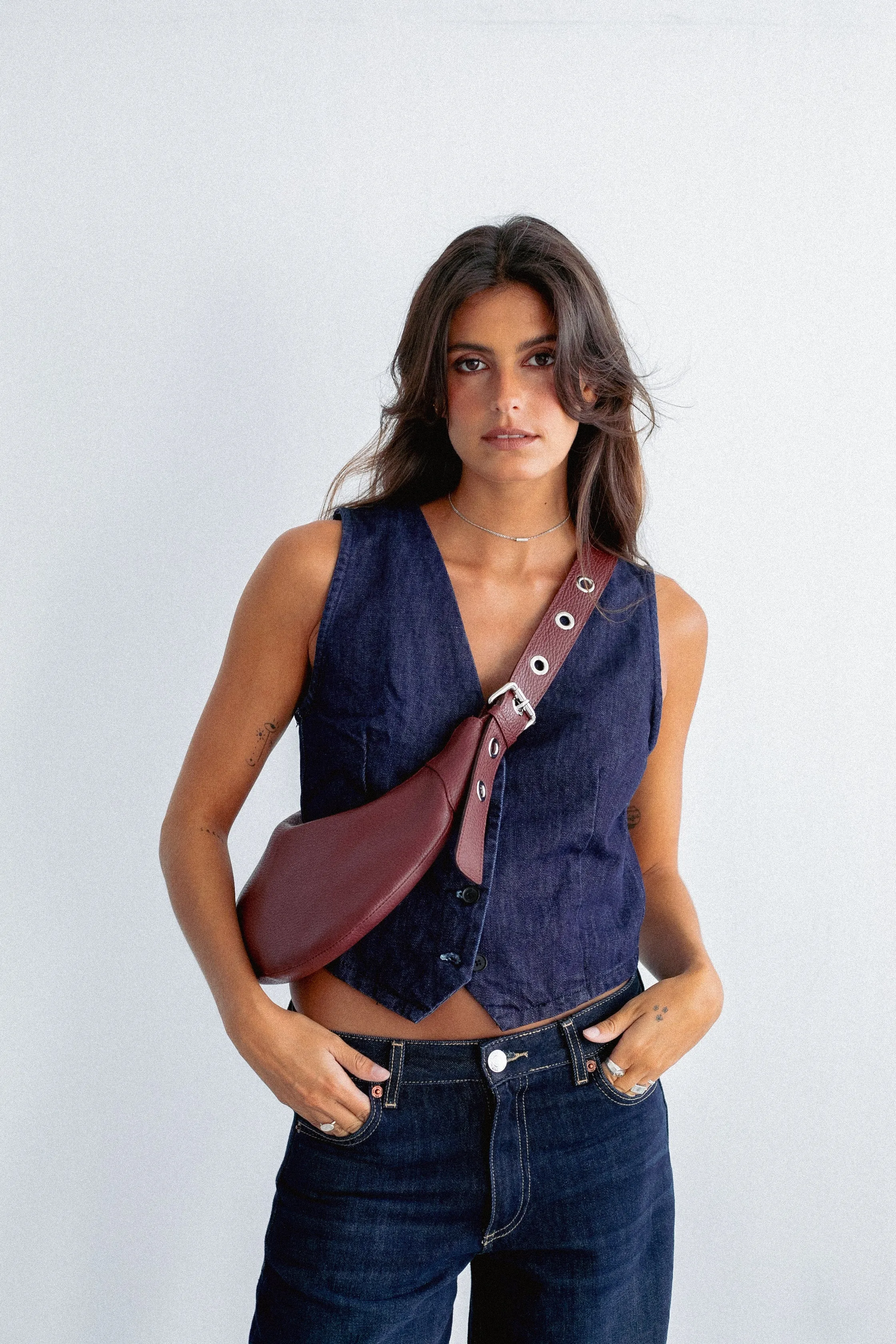 Mini moon  bag deep red