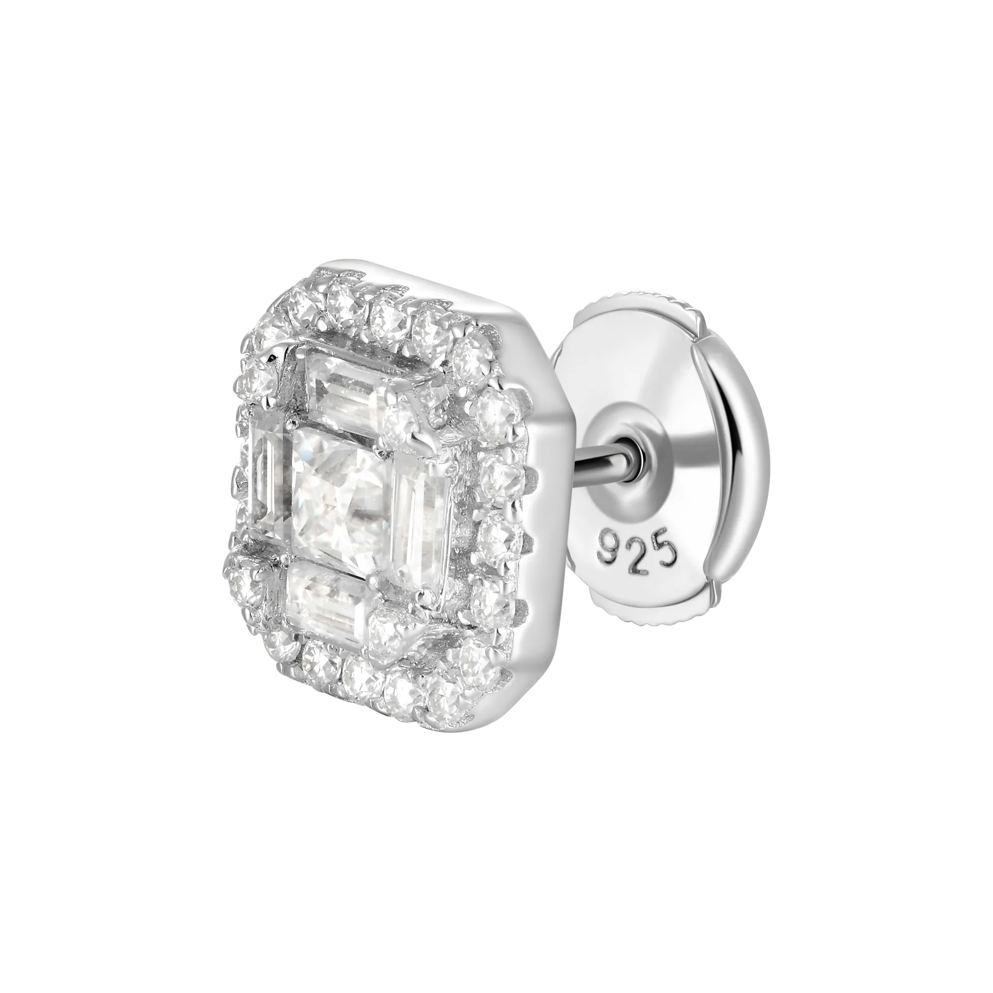 Moissanite Halo Stud Earring