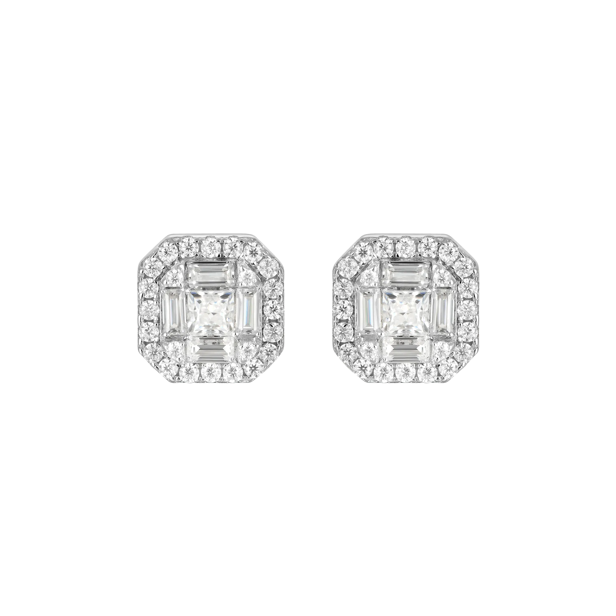 Moissanite Halo Stud Earring