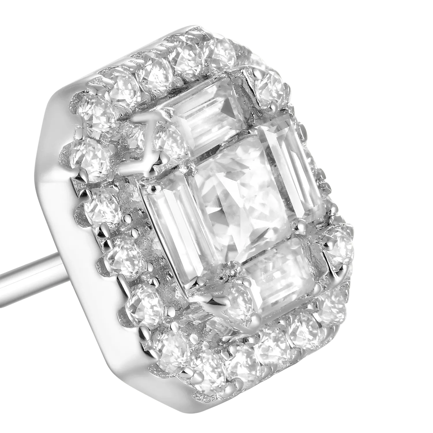Moissanite Halo Stud Earring