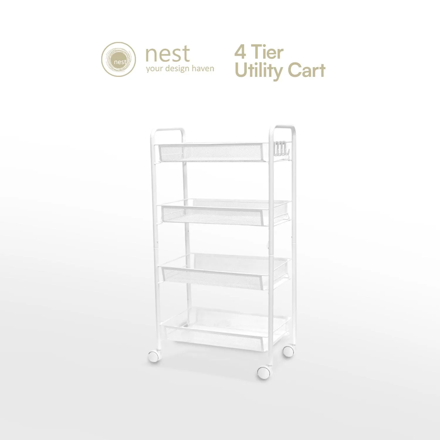 NEST DESIGN LAB 4 Multi-Tier Narrow Kitchen Storage Trolley Cart