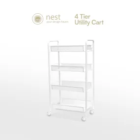 NEST DESIGN LAB Premium Narrow Kitchen Storage Trolley Cart - White