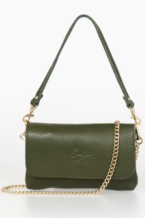 Olga Mini Crossbody Bag - Khaki, Pebbled