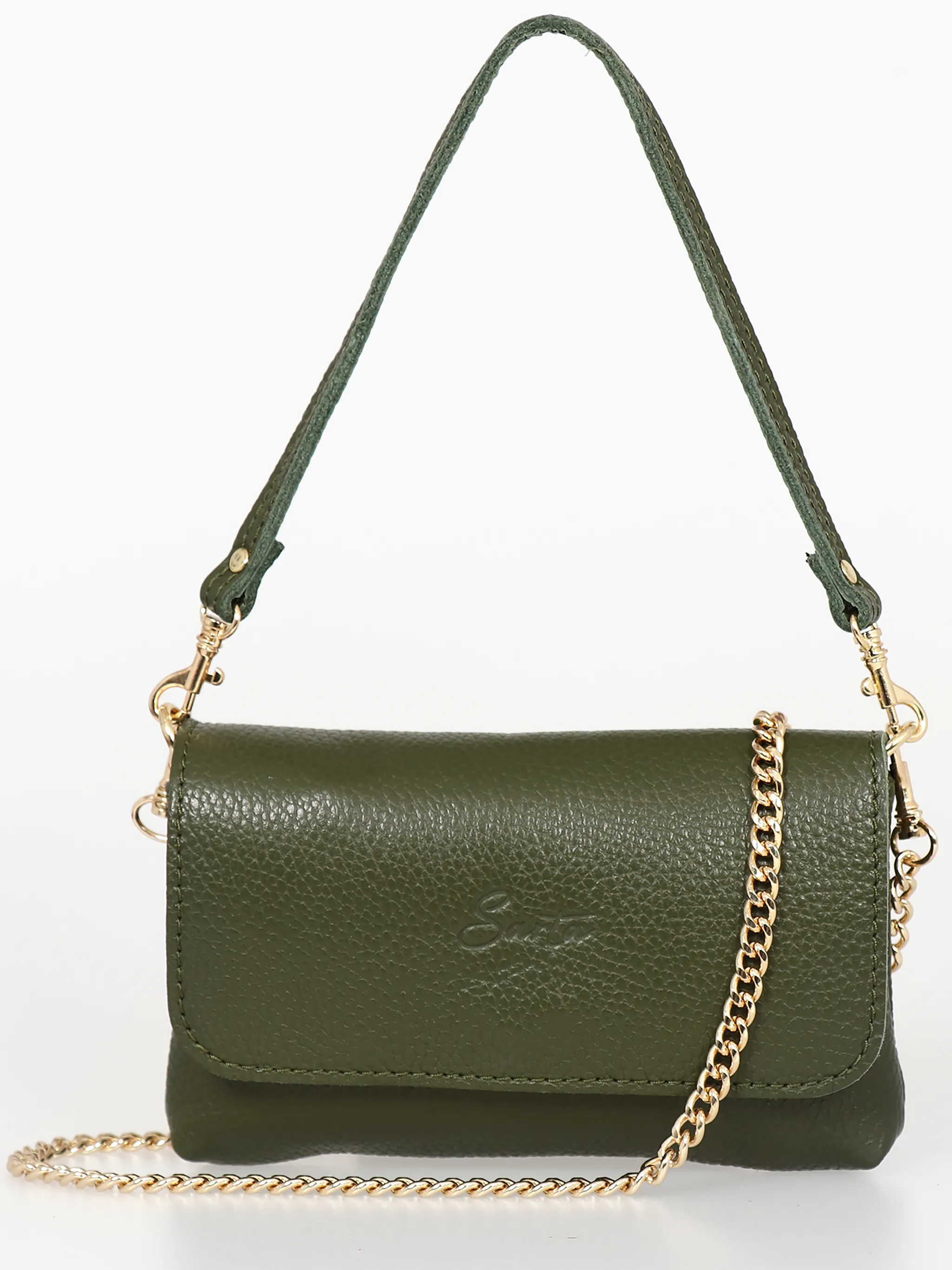 Olga Mini Crossbody Bag - Khaki, Pebbled