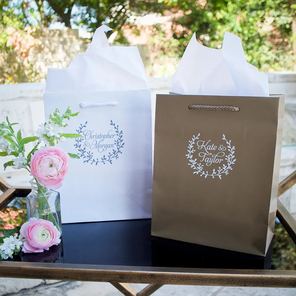 Personalized Wedding Wreath Gift Bags