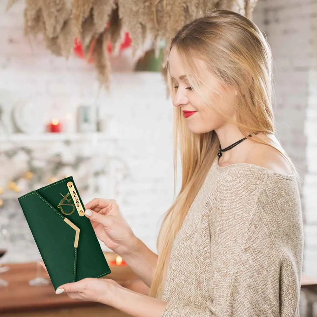 Personalized Womens Wallet with Name & Charms - Green