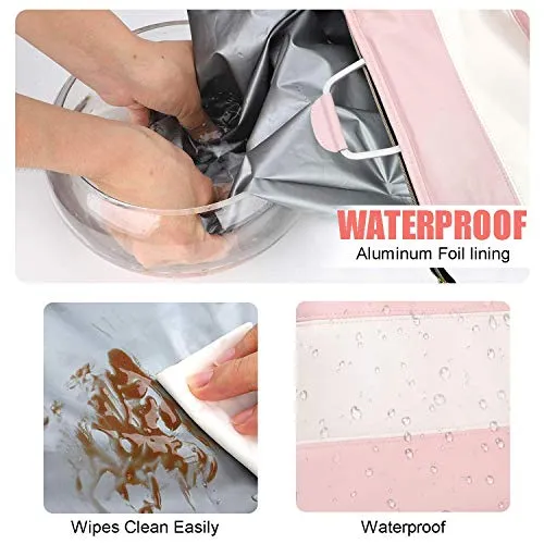 Pink and Ivory Insulated Leakproof Lunch Tote Bag Cooler with Zipper & Pocket