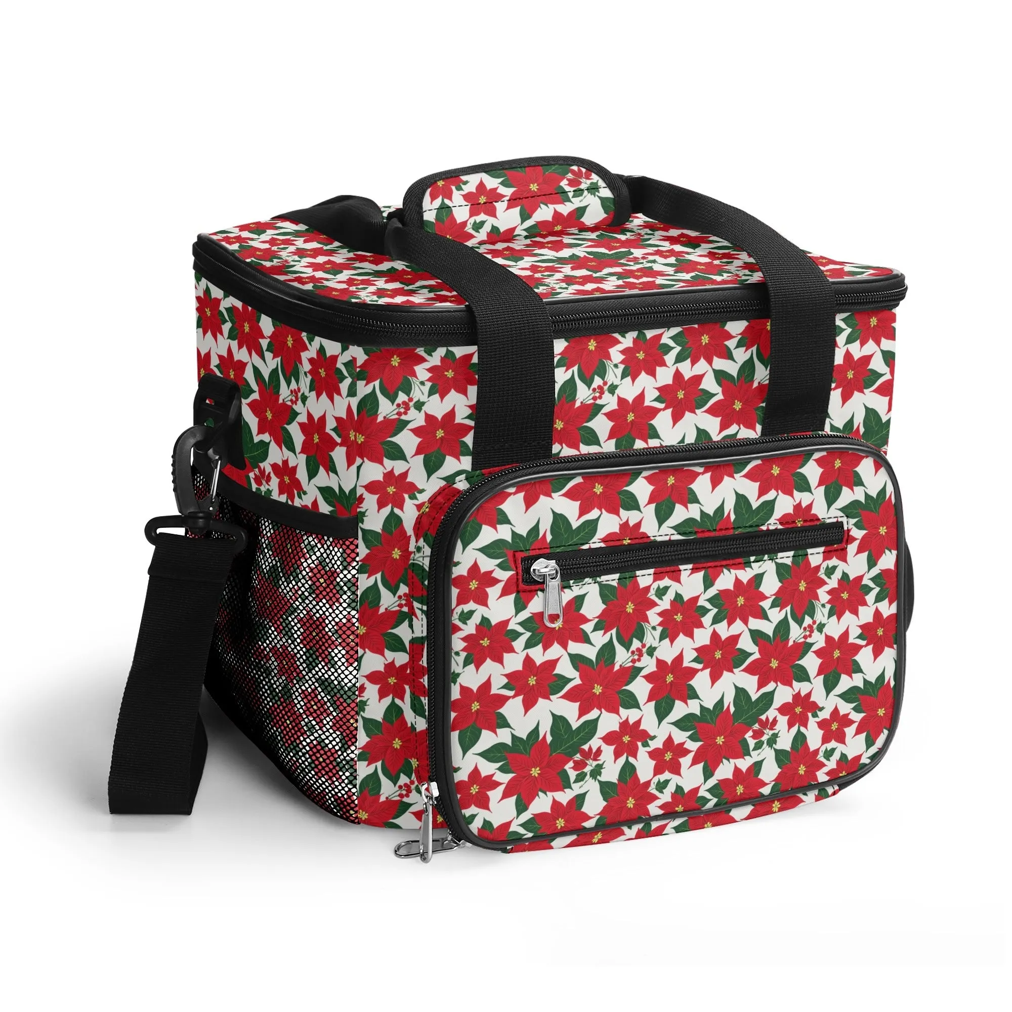Poinsettia Floral Insulated Leakproof Cooler Bag Lunch Box