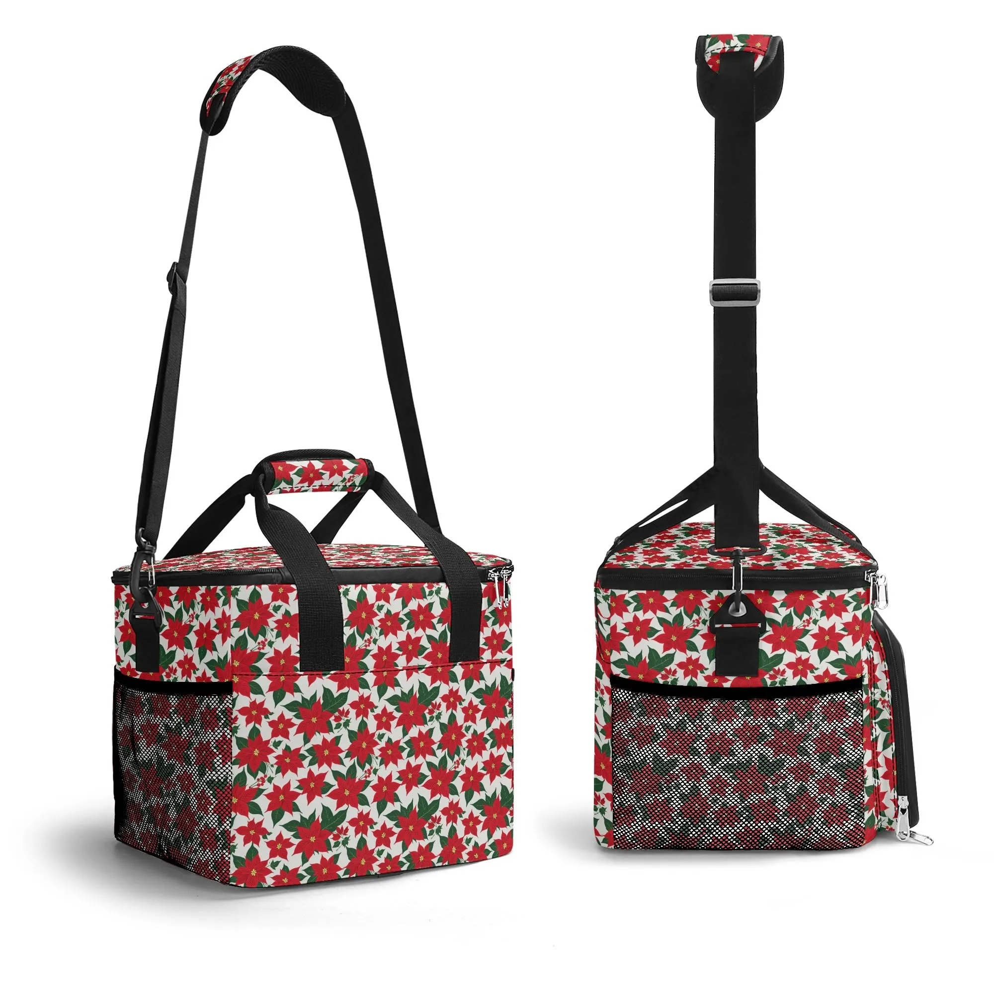 Poinsettia Floral Insulated Leakproof Cooler Bag Lunch Box