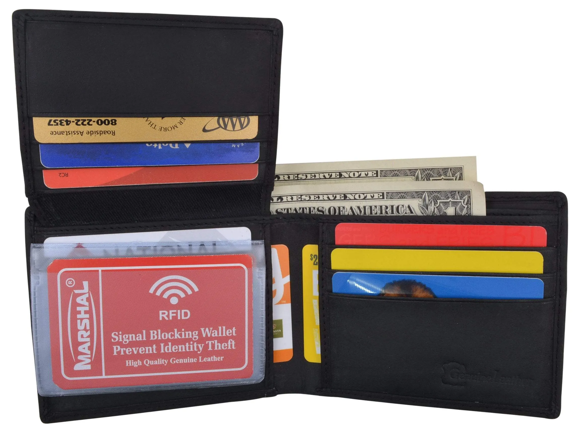 Route 66 Mens RFID Bifold Credit Card ID Genuine Leather Wallet