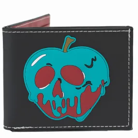 Rubber Wallet - Snow White Poisoned Apple   Face/Text Badge Black/Red/Turquoise