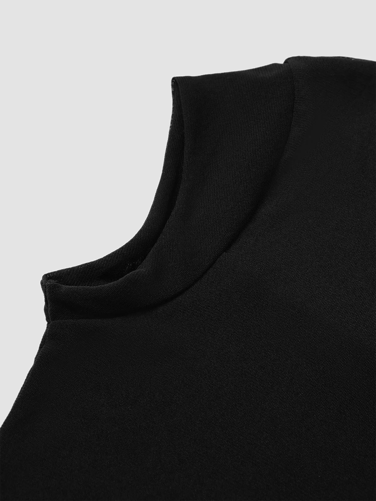 Sleeveless High Neck Mesh Top