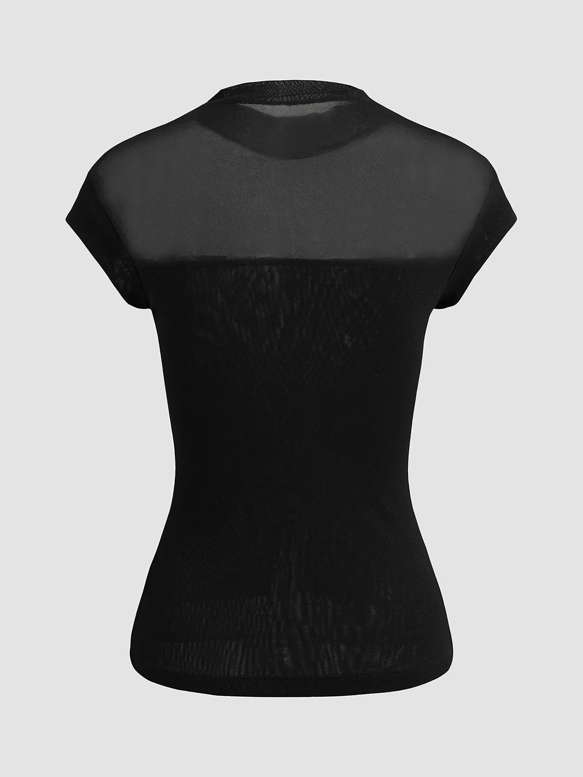 Sleeveless High Neck Mesh Top
