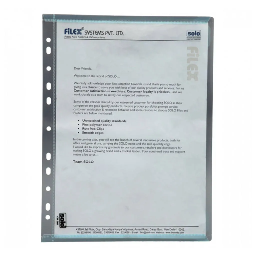 Solo Document File bag Transparent White A4 CH 201