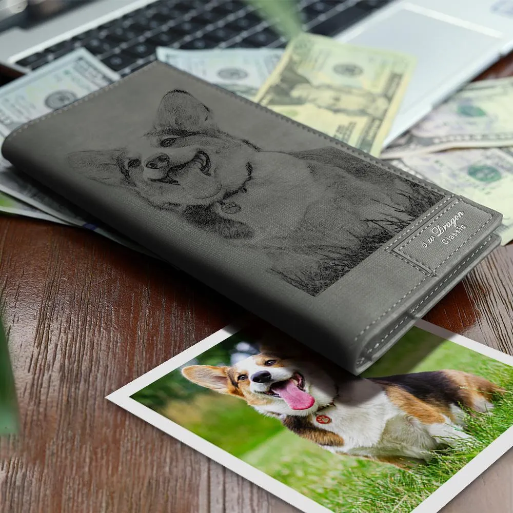 Special Gift for Custom Photo Wallet | Bifold Long Style Wallet-Light Grey-NEW