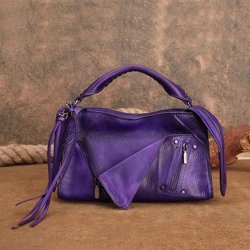 Stylish Ladies Brown Leather Shoulder Purse Genuine Leather Handbags For Women