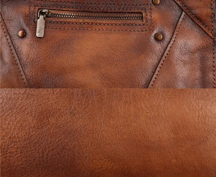 Stylish Ladies Brown Leather Shoulder Purse Genuine Leather Handbags For Women