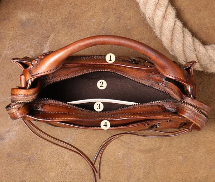 Stylish Ladies Brown Leather Shoulder Purse Genuine Leather Handbags For Women