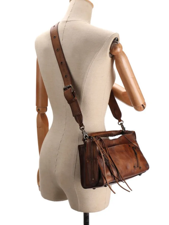 Stylish Ladies Brown Leather Shoulder Purse Genuine Leather Handbags For Women