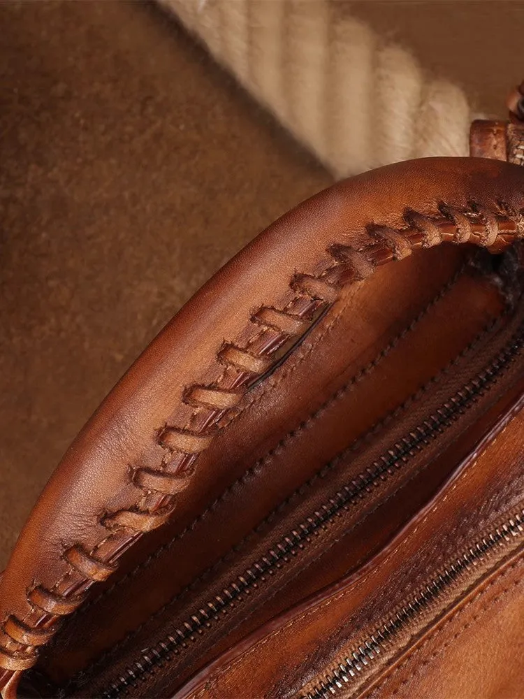 Stylish Ladies Brown Leather Shoulder Purse Genuine Leather Handbags For Women