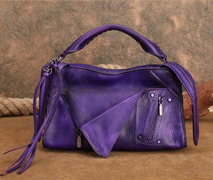 Stylish Ladies Brown Leather Shoulder Purse Genuine Leather Handbags For Women