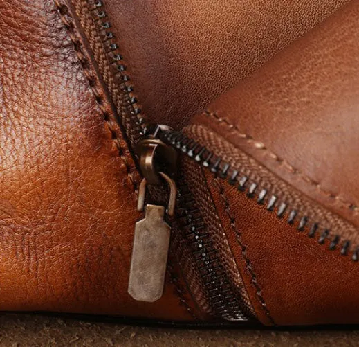 Stylish Ladies Brown Leather Shoulder Purse Genuine Leather Handbags For Women