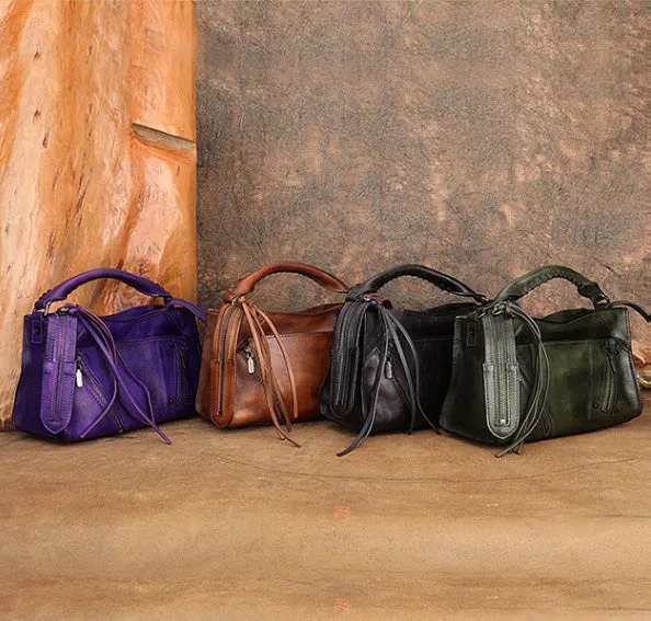 Stylish Ladies Brown Leather Shoulder Purse Genuine Leather Handbags For Women