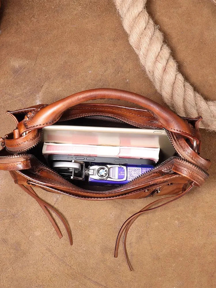 Stylish Ladies Brown Leather Shoulder Purse Genuine Leather Handbags For Women
