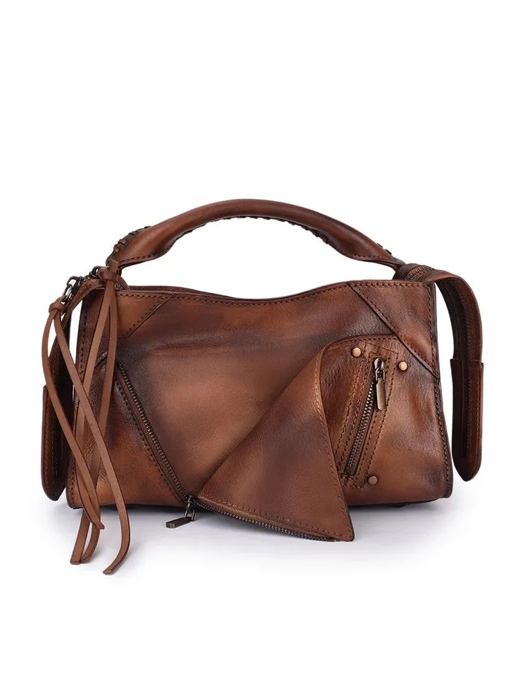 Stylish Ladies Brown Leather Shoulder Purse Genuine Leather Handbags For Women
