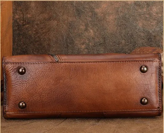 Stylish Ladies Brown Leather Shoulder Purse Genuine Leather Handbags For Women