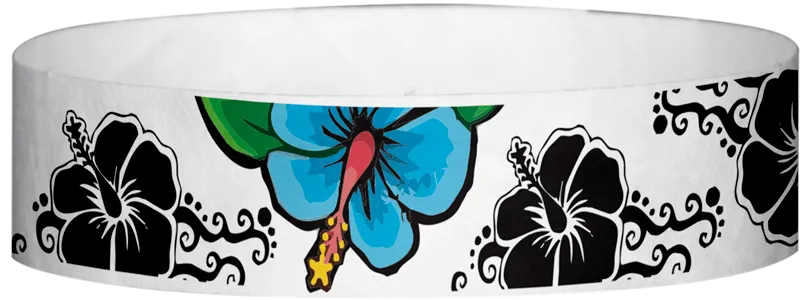 Tyvek® 3/4" x 10" Hawaiian Flowers pattern wristbands
