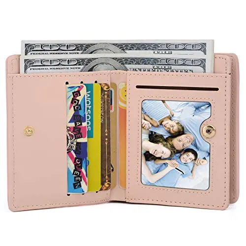 UTO Women PU Leather Small Wallet Cat Pendant Card Phone Holder Zipper Coin Purse Zoey Pink