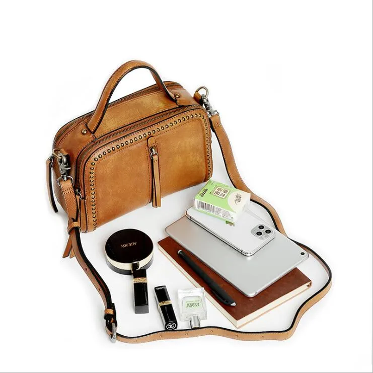 Vintage Women's Genuine Leather Handbags Cross Shoulder Bag For Women