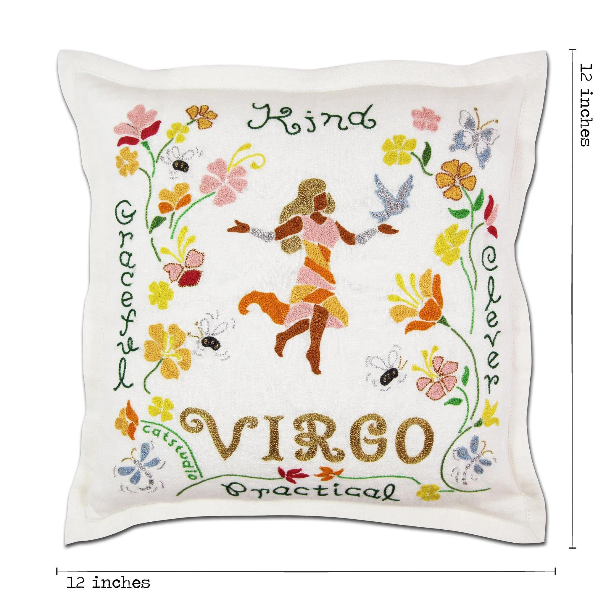 Virgo Astrology Hand-Embroidered Pillow