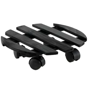 Wooden Round Plant Trolley with Wheels