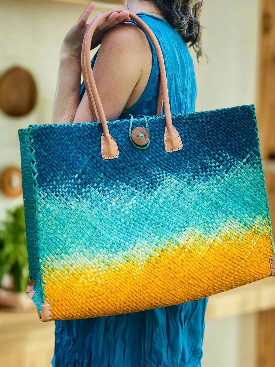 Zafran Holden Ombre Straw Beach Bag